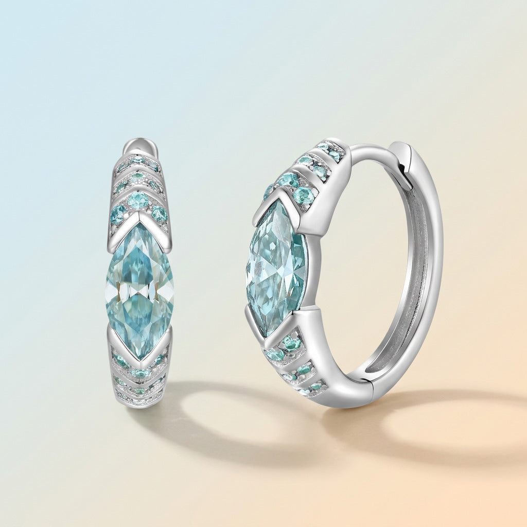 Moissanite Turquoise Blue Marquise Cut  Earrings S925 Silver Base Moissanite Ring for Women, Non-Fading Waterproof, Elegant Jewelry, Perfect Gift Idea, Women Wedding Set, Moissanite Jewelry Perfect for Birthday Mother's Day for Brides