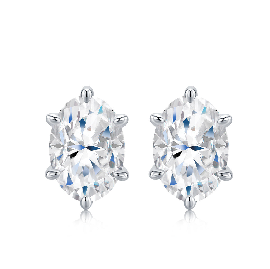 Moissanite Oval Cut Stud Earrings S925 Silver Base Moissanite Ring for Women, Non-Fading Waterproof, Elegant Jewelry, Perfect Gift Idea, Women Wedding Set, Moissanite Jewelry Perfect for Birthday Mother's Day for Brides