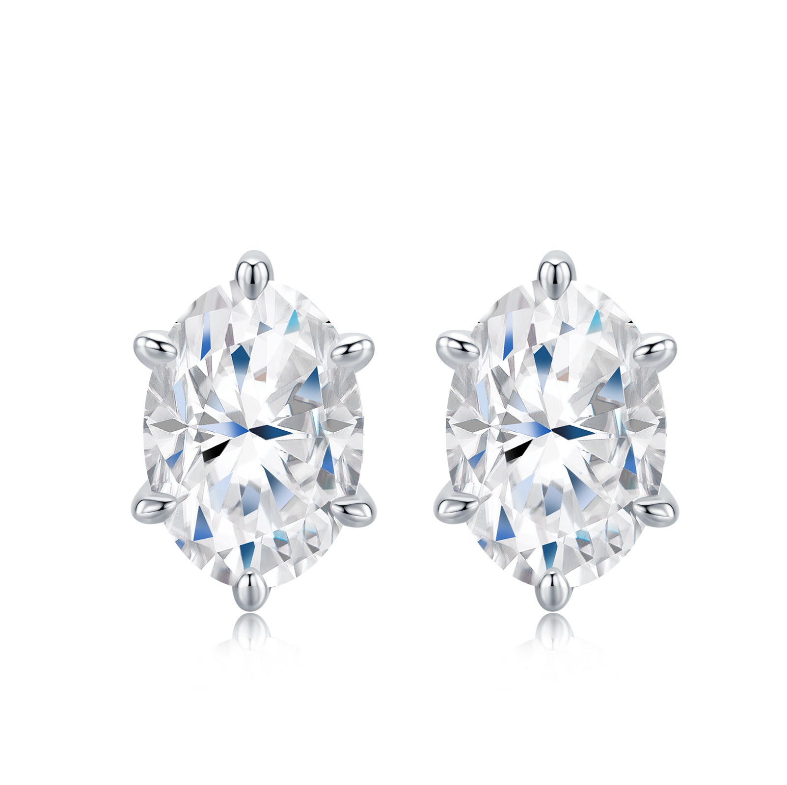 Moissanite Oval Cut Stud Earrings S925 Silver Base Moissanite Ring for Women, Non-Fading Waterproof, Elegant Jewelry, Perfect Gift Idea, Women Wedding Set, Moissanite Jewelry Perfect for Birthday Mother's Day for Brides