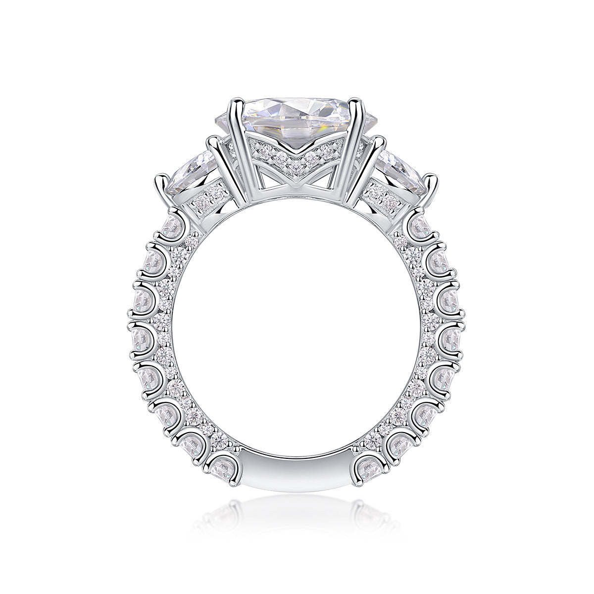 Moissanite Three Stones Boss Ring S925 Silver Base Moissanite Ring for Women, Non-Fading Waterproof Closed Band, Elegant Jewelry, Perfect Gift Idea, Women Wedding Set, Moissanite Jewelry Perfect for Birthday Mother's Day for Brides