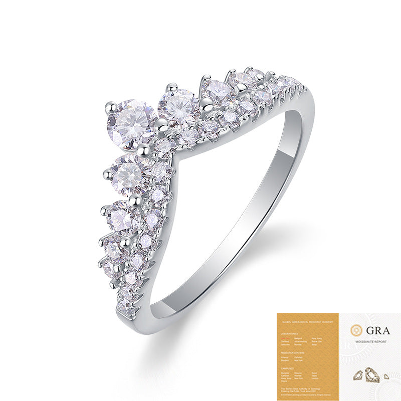 Moissanite Crown S925 Silver Base Moissanite Ring for Women, Non-Fading Waterproof Closed Band, Elegant Jewelry, Perfect Gift Idea, Women Wedding Set, Moissanite Jewelry Perfect for Birthday Mother's Day for Brides