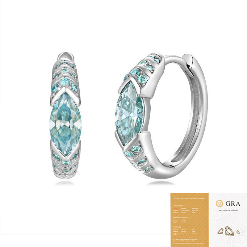 Moissanite Turquoise Blue Marquise Cut  Earrings S925 Silver Base Moissanite Ring for Women, Non-Fading Waterproof, Elegant Jewelry, Perfect Gift Idea, Women Wedding Set, Moissanite Jewelry Perfect for Birthday Mother's Day for Brides