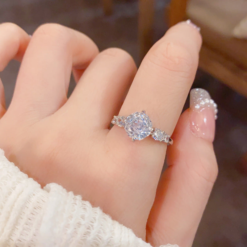 Rose Cut Zircon Ring，14k Gold Plated Anti-Tarnish and Hypoallergenic, Vintage Design Zircon Crystals, Lightweight Luxury Jewelry, Versatile Sparkling