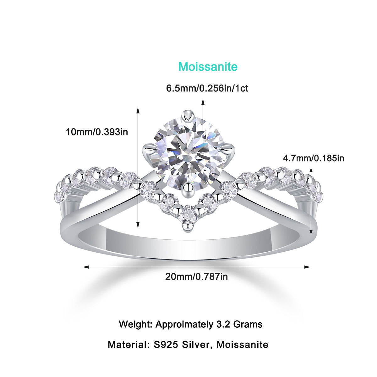 Moissanite Diadem S925 Silver Base Moissanite Ring for Women, Non-Fading Waterproof Closed Band, Elegant Jewelry, Perfect Gift Idea, Women Wedding Set, Moissanite Jewelry Perfect for Birthday Mother's Day for Brides
