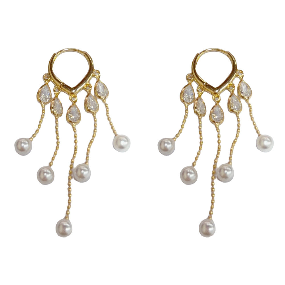 Viral Long Fringe Hoops, 14k Gold Plated Anti-Tarnish and Hypoallergenic, Vintage Design Zircon Crystals, Lightweight Luxury Jewelry, Versatile Sparkling Face Slimming Ear Rings