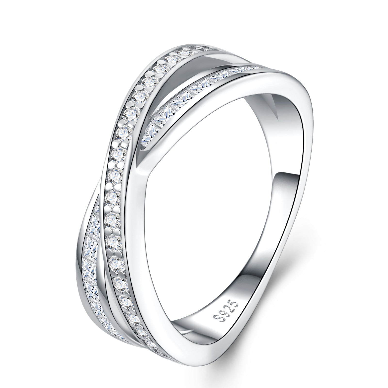 Moissanite Interwined Infinity Ring  S925 Silver Base Moissanite Ring for Women, Non-Fading Waterproof Closed Band, Elegant Jewelry, Perfect Gift Idea, Women Wedding Set, Moissanite Jewelry Perfect for Birthday Mother's Day for Brides