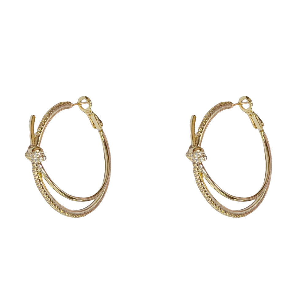 Viral Long Knot Hoops, 14k Gold Plated Anti-Tarnish and Hypoallergenic, Vintage Design Zircon Crystals, Lightweight Luxury Jewelry, Versatile Sparkling Face Slimming Ear Rings