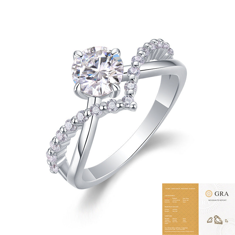 Moissanite Diadem S925 Silver Base Moissanite Ring for Women, Non-Fading Waterproof Closed Band, Elegant Jewelry, Perfect Gift Idea, Women Wedding Set, Moissanite Jewelry Perfect for Birthday Mother's Day for Brides