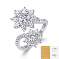 Moissanite Open Flower Bouque Ring S925 Silver Base Moissanite Ring for Women, Non-Fading Waterproof Closed Band, Elegant Jewelry, Perfect Gift Idea, Women Wedding Set, Moissanite Jewelry Perfect for Birthday Mother's Day for Brides