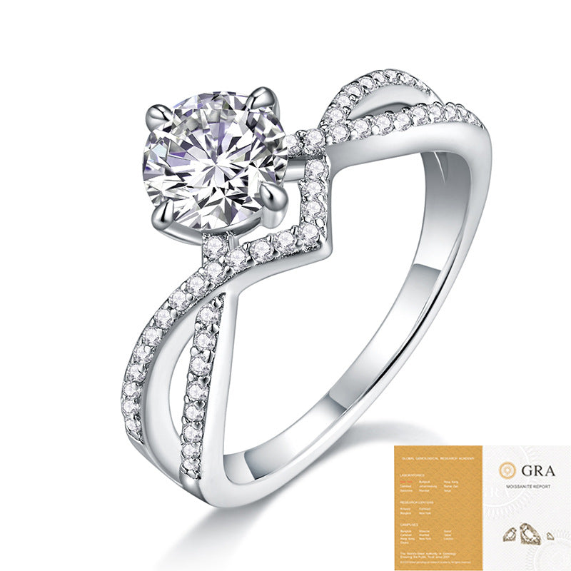 Moissanite Diadem S925 Silver Base Moissanite Ring for Women, Non-Fading Waterproof Closed Band, Elegant Jewelry, Perfect Gift Idea, Women Wedding Set, Moissanite Jewelry Perfect for Birthday Mother's Day for Brides