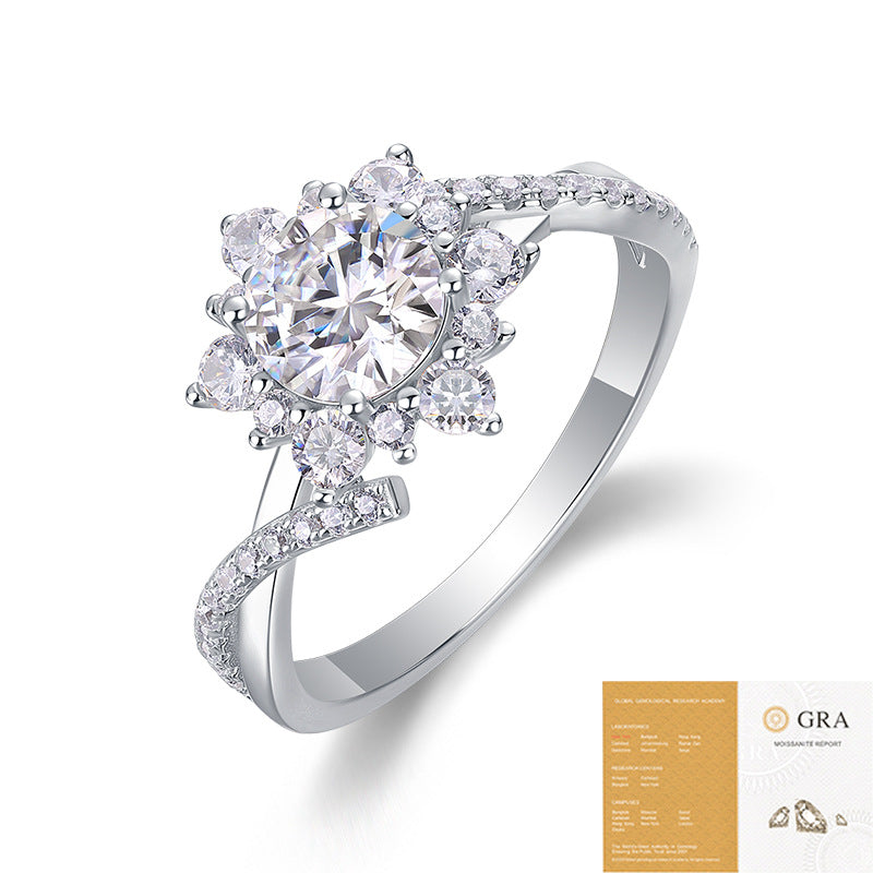 Moissanite Diadem S925 Silver Base Moissanite Ring for Women, Non-Fading Waterproof Closed Band, Elegant Jewelry, Perfect Gift Idea, Women Wedding Set, Moissanite Jewelry Perfect for Birthday Mother's Day for Brides