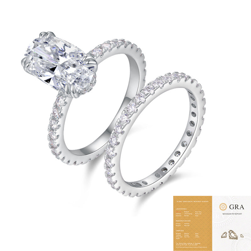 Marquise Cut Double Band S925 Silver Base Moissanite Ring for Women, Non-Fading Waterproof Closed Band, Elegant Jewelry, Perfect Gift Idea, Women Wedding Set, Moissanite Jewelry Perfect for Birthday Mother's Day for Brides
