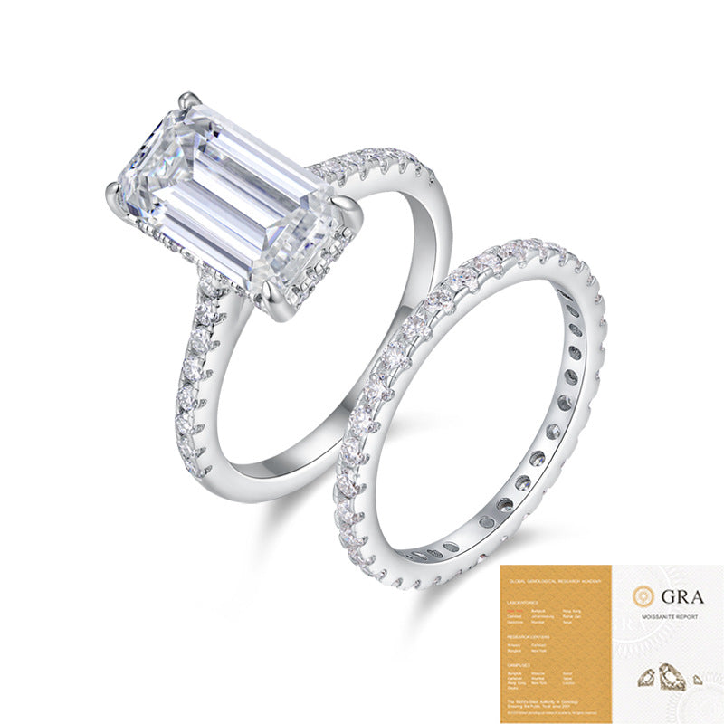 Marquise Cut Double Band S925 Silver Base Moissanite Ring for Women, Non-Fading Waterproof Closed Band, Elegant Jewelry, Perfect Gift Idea, Women Wedding Set, Moissanite Jewelry Perfect for Birthday Mother's Day for Brides
